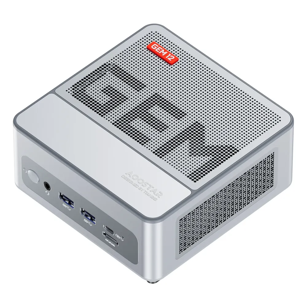 AOOSTAR GEM12 Plus Intel Kern i9-12900HK Mini PC 14 Kerne 20 Threads Bis zu 5,0 GHz 16GB/32GB RAM DDR5 512GB/1TB SSD 4K Quad-Screen-Ausgang WIFI6 BT5.2 HD USB4 Typ-C Doppelte 2.5G LAN Mini Computer Desktop-PC