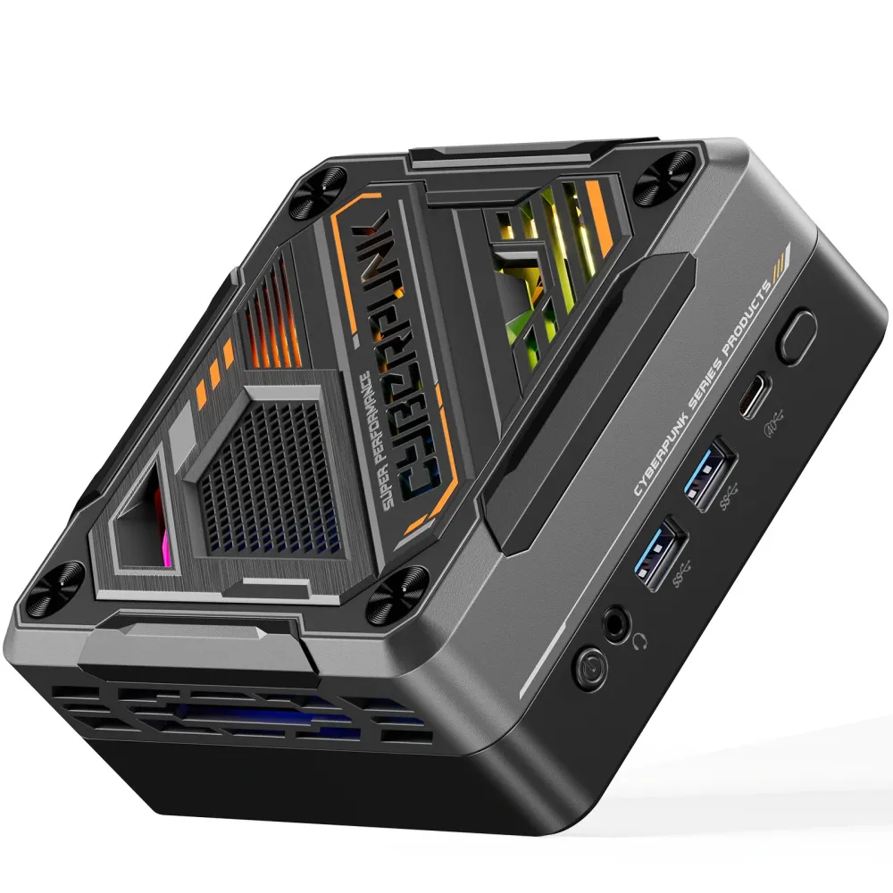 AOOSTAR MN88 Mini-PC mit AMD Ryzen 7 8845HS Prozessor, 8 Kernen und 16 Threads, 16GB/32GB RAM, 512GB/1TB SSD, WIFI6, BT5.2, Windows 11 Pro, Dreifach-4K-Display, RGB-Lichteffekt.