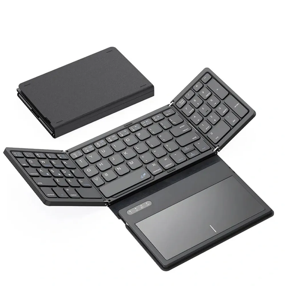 B055 Faltbare Bluetooth-Tastatur mit Touchpad Taschenfaltbare Tastatur für Laptop-Telefon-Tablet Wireless-wiederaufladbare Tastatur