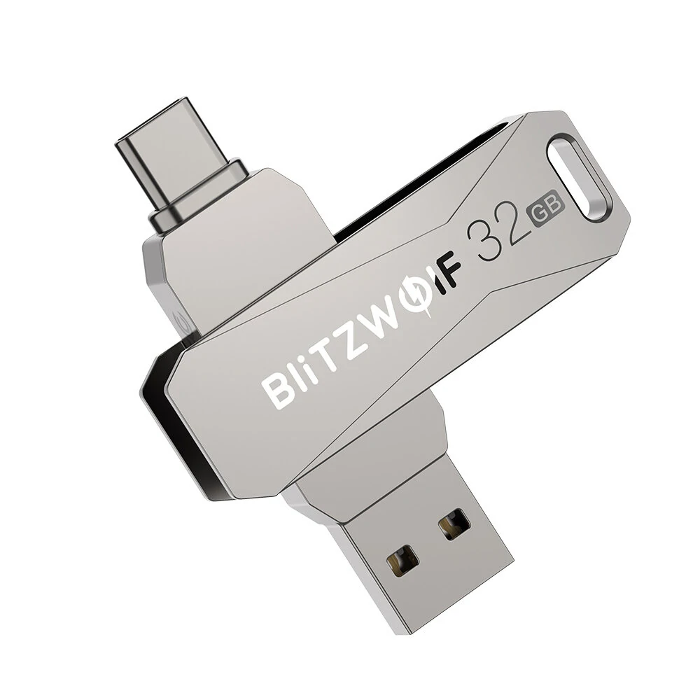 BlitzWolf BW-UPC2 2-in-1 Type-C USB3.0-Flash-Laufwerk Ultra-schnelle Übertragung 360 ° Rotation Zinklegierung 32 GB 64 GB 128 GB 256 GB Support OTG Pendrive USB Disk