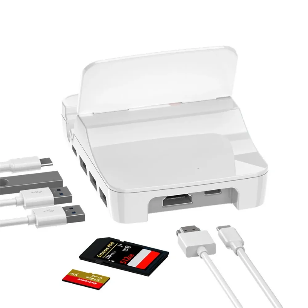 Bakeey 8-in-1 USB3.0 Hub Docking Station mit USB3.0*3 / PD100W USB-C / 4K30Hz HD / USB-C / TF/SD Multi-ports Splitter Holder für Steam Deck Switch Phone Tablet