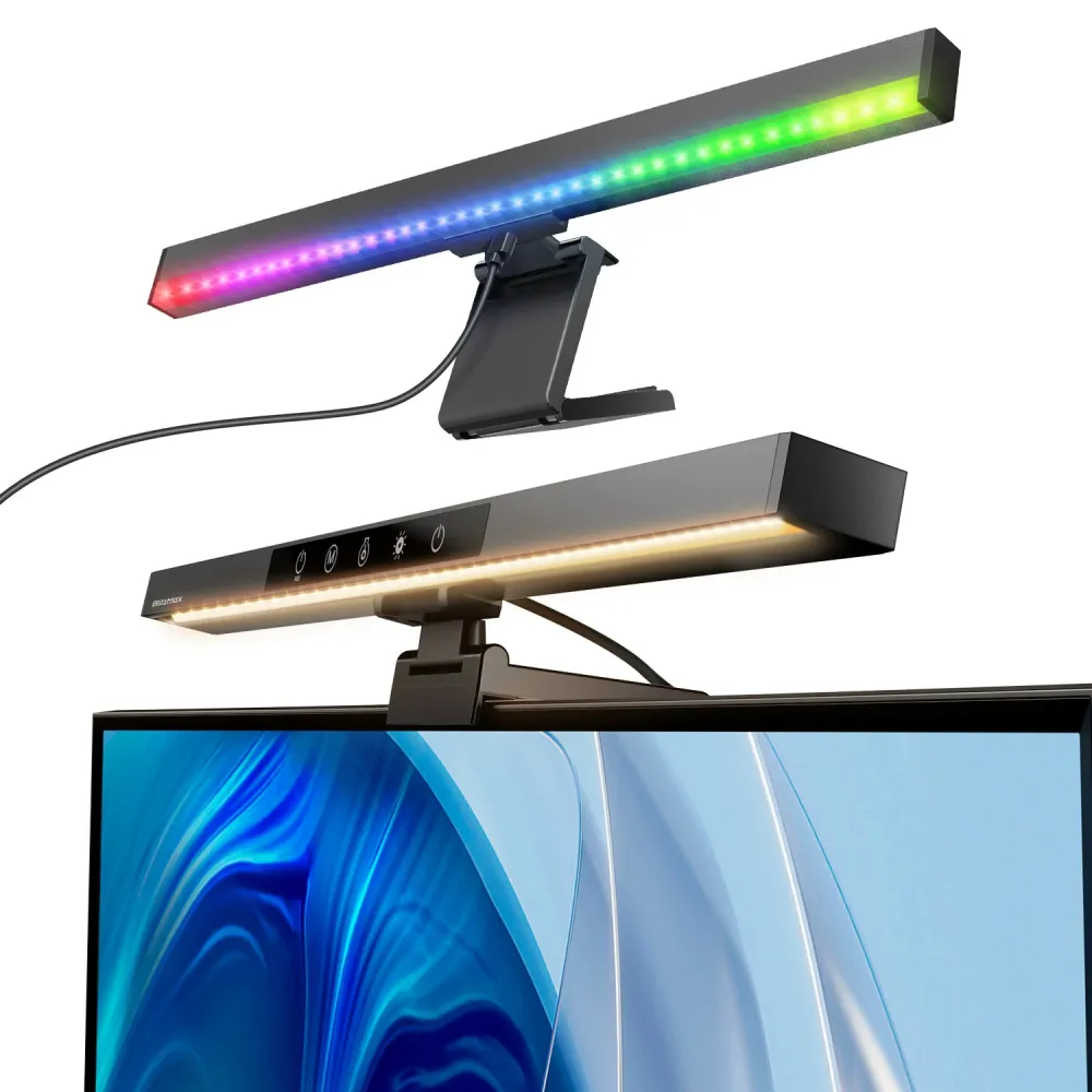 BlitzMax BM-CS1 RGB Monitor Lichtleiste mit asymmetrischem Vorwärtsprojektionsdesign und Anti-Glare Design für Spieler