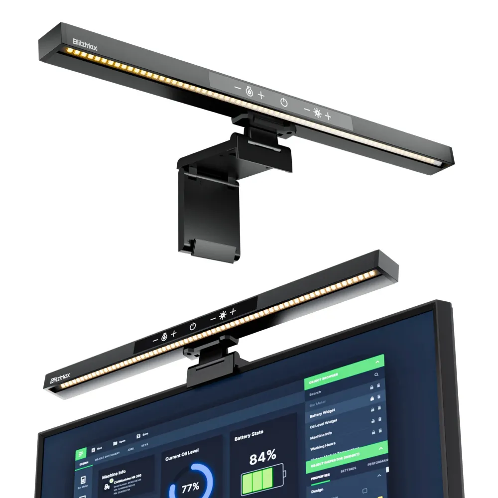 BlitzMax BM-ES1 PLUS Monitor Lichtleiste mit Fernbedienung für USB-Computermonitor-Lampe Augenpflege Bildschirm-Lichtleiste Einstellbare Farbtemperatur Stufenloses Dimmen Keine Bildschirmblendung Schreibtischlampe Home Office Game