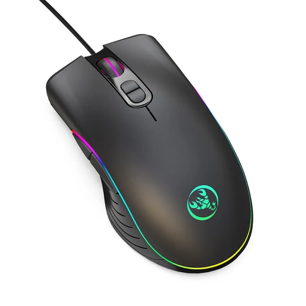 HXSJ A867 RGB Verkabelte Gaming-Maus 1000/1600/3200/6400DPI 7 Tasten Ergonomische Gamer-Maus für Desktop-Computer, Laptop und PC