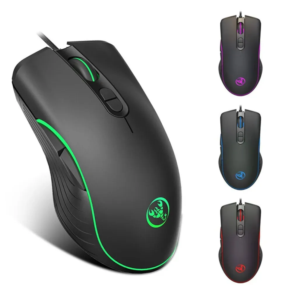 HXSJ A867 RGB Verkabelte Gaming-Maus 1000/1600/3200/6400DPI 7 Tasten Ergonomische Gamer-Maus für Desktop-Computer, Laptop und PC