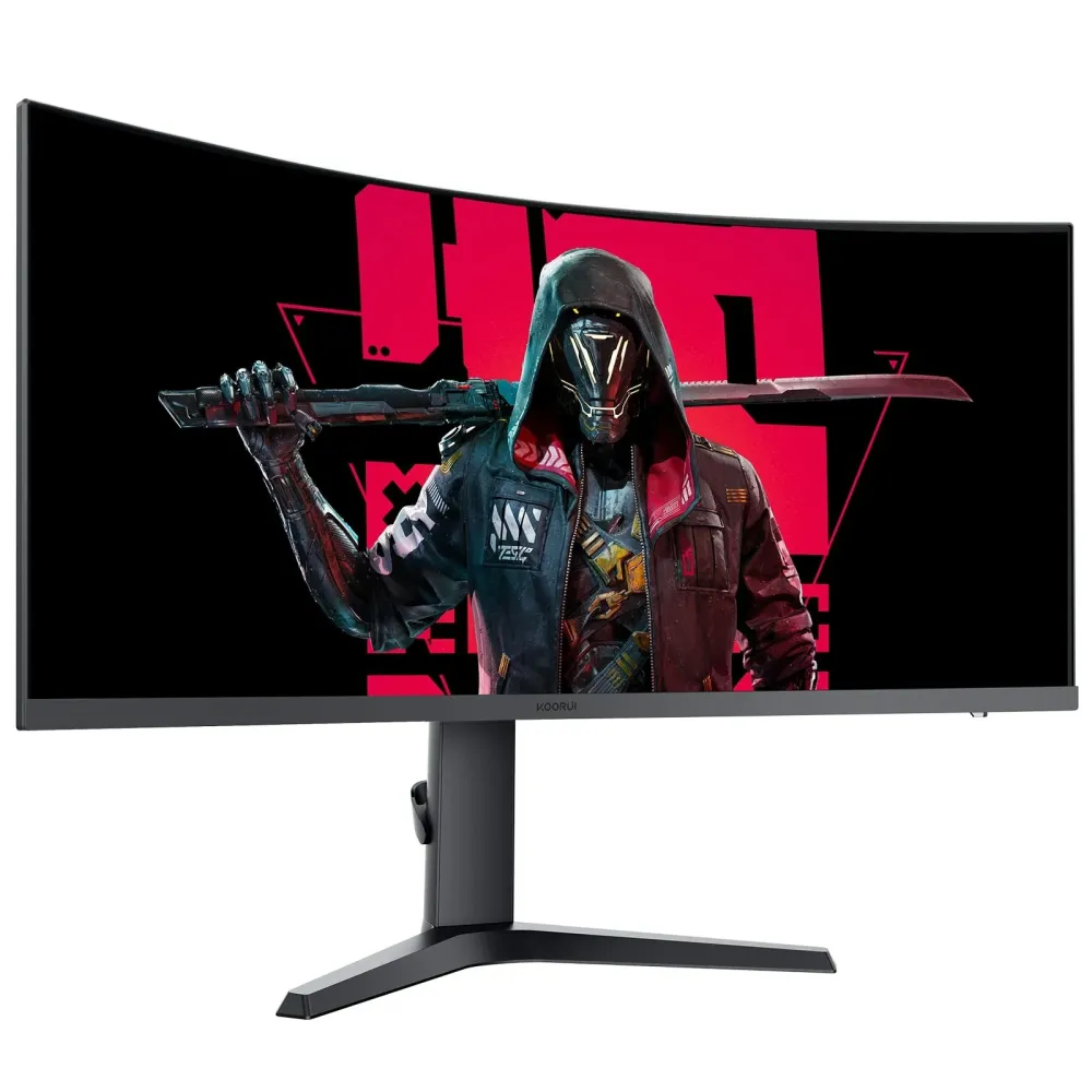 KOORUI 34-Zoll-Ultrawide-Curved-Gaming-Monitor-PC-Bildschirm 165Hz 1MS 1000R WQHD 3440x1440P VA Adaptive Sync 2xHDMI 100Hz und DisPort 165Hz VESA 75 x 75 mm DCl-P3 90% höhenverstellbar