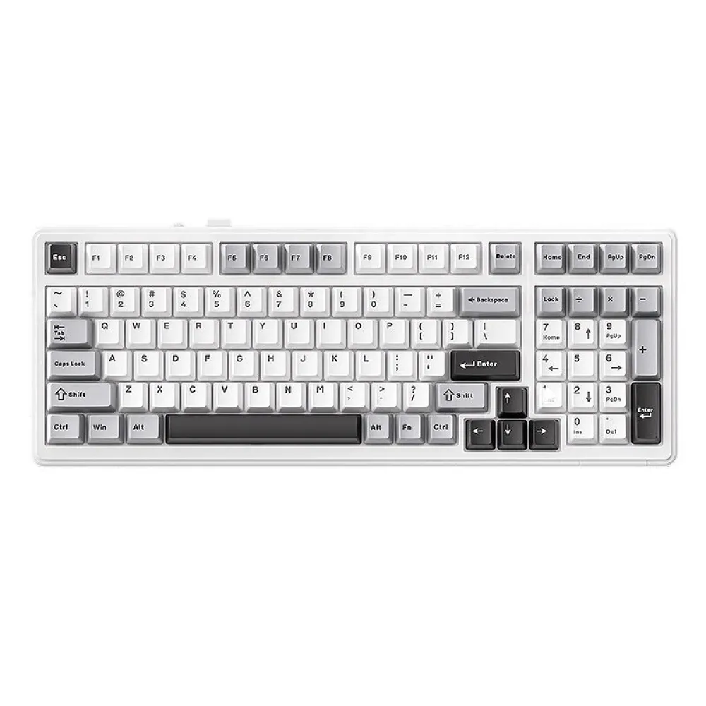 Klassenzimmer F99 Mechanische Gaming-Tastatur 99 Tasten Tastenwechsel im laufenden Betrieb PBT Zweifarbiges Tastenkappen-BT/2,4G/Type-C Dichtung RGB Angepasste Tastaturen