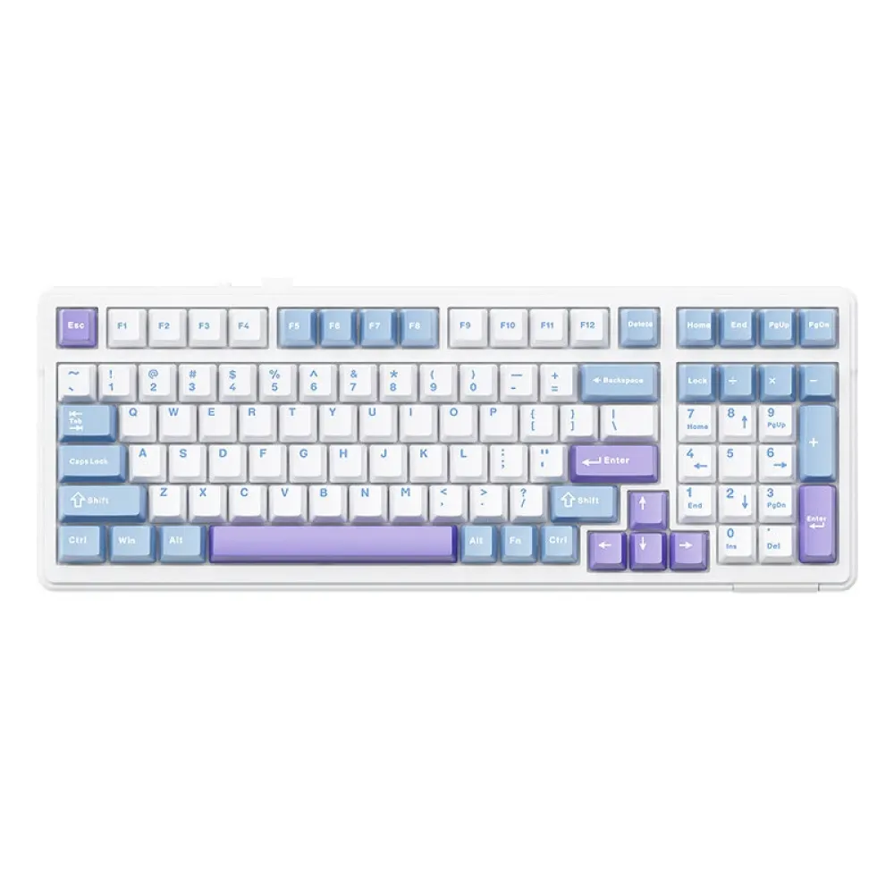 Klassenzimmer F99 Mechanische Gaming-Tastatur 99 Tasten Tastenwechsel im laufenden Betrieb PBT Zweifarbiges Tastenkappen-BT/2,4G/Type-C Dichtung RGB Angepasste Tastaturen