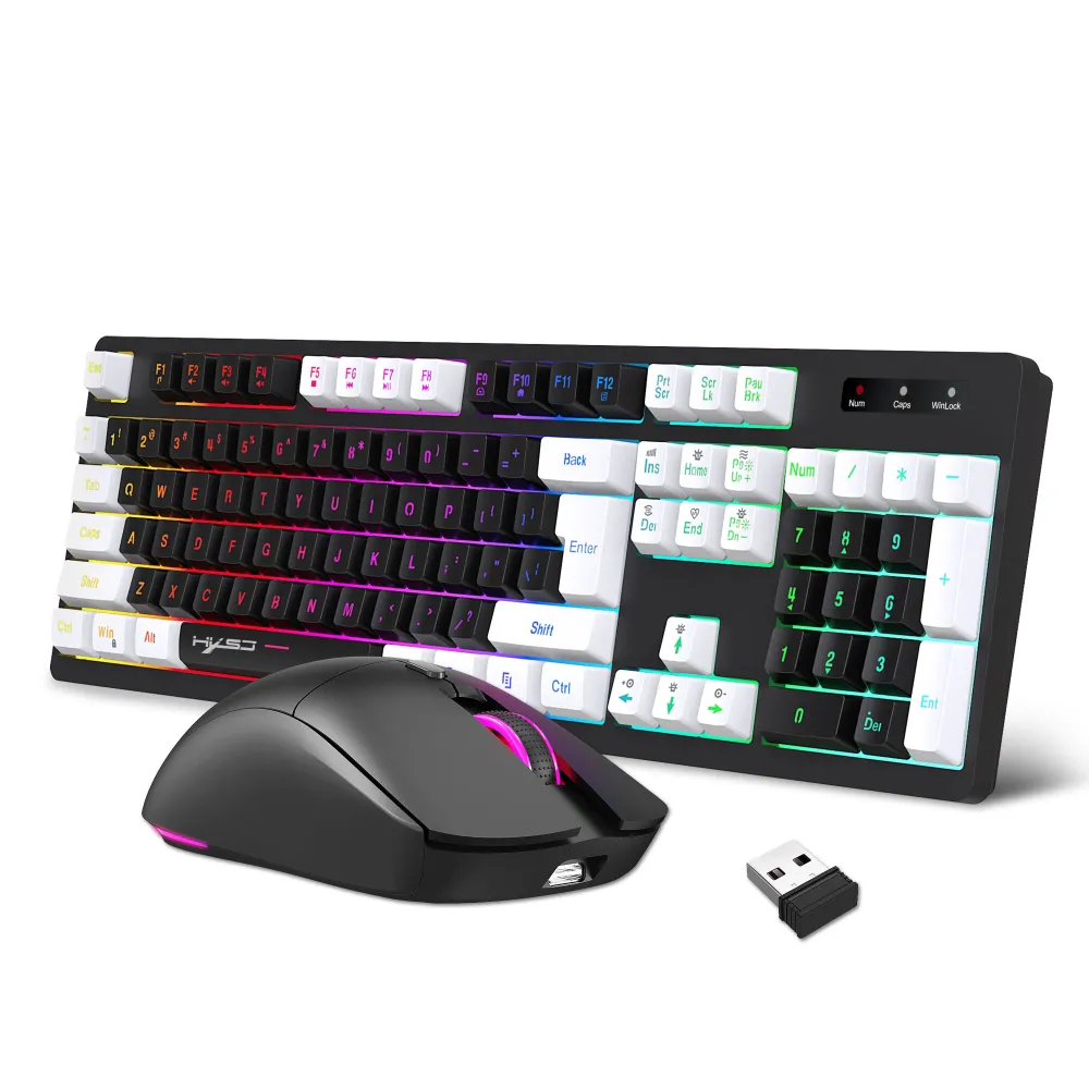 L98 Wireless 2.4G Tastatur und Maus Kit 140 Tasten RGB farbenfrohe Hintergrundbeleuchtung wiederaufladbar für Computer PC Laptop