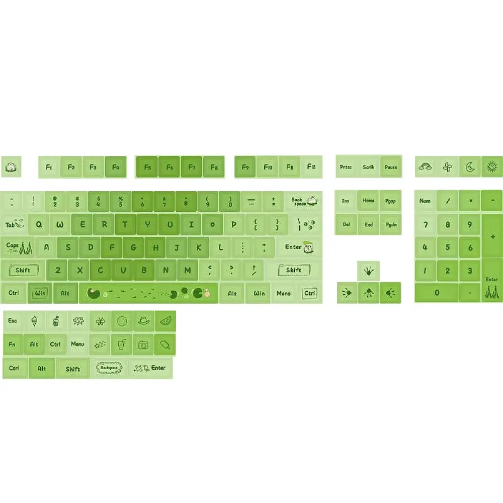 Matcha Mint Grün Mechanical Schlüsselboard XDA Profil Tastensatz 127-Tasten-PBT-Sublimation Benutzerdefinierte Tastenkappen Geeignet für 61 68 84 87 96 108 980 mechanische Tastaturen