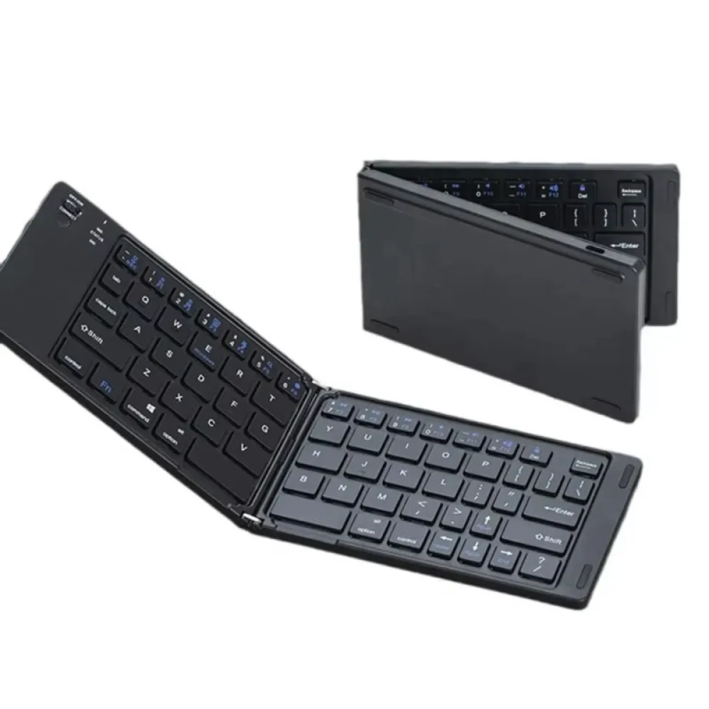 Zweifache Bluetooth-Tastatur mit magnetischem Verschluss,tragbare Mini-Bluetooth-Tastatur wiederaufladbar für Bürotastatur und Laptop