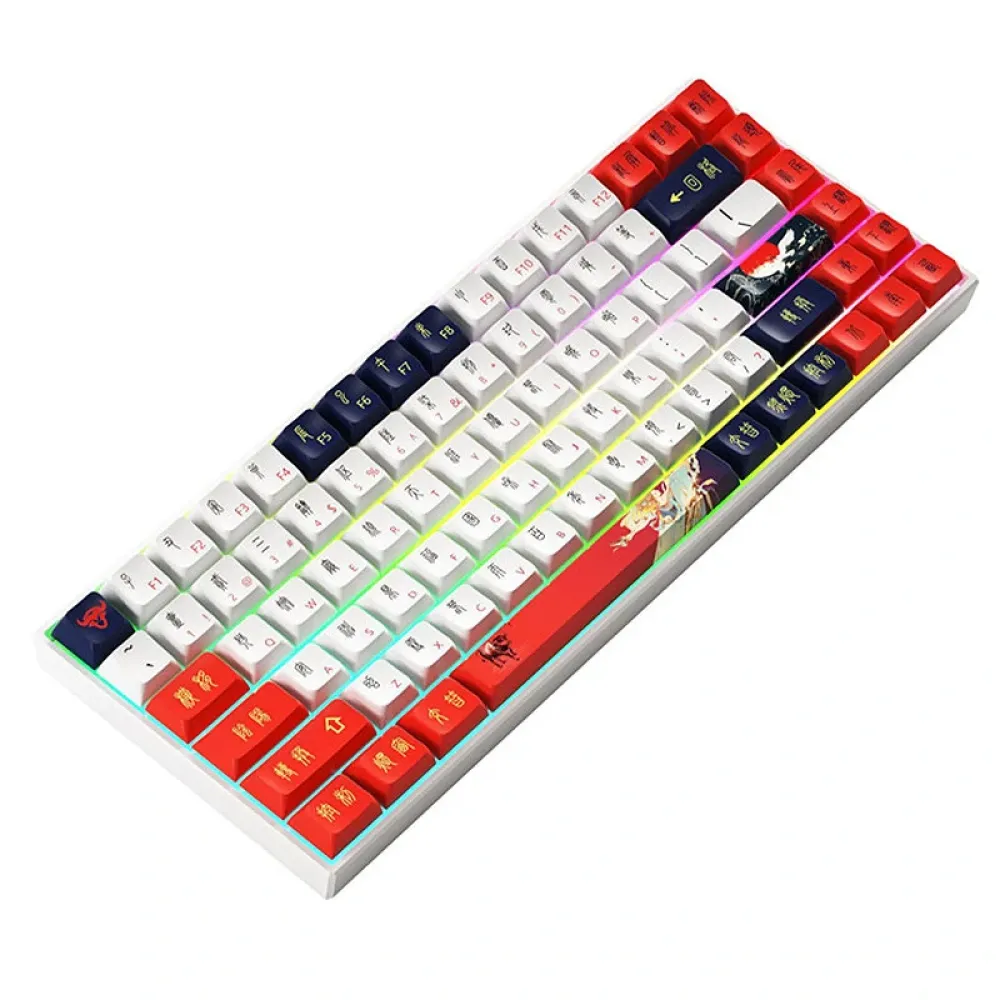 iBlancod K84 84 Tasten Tri-Modus Mechanische Gaming-Tastatur Hot Swap PBT Fünfseitige Sublimation KDA Profil Gateron Silver/Red Umschalten RGB 2.4G/BT/Type-C 75% Layout Gaming-Tastatur.