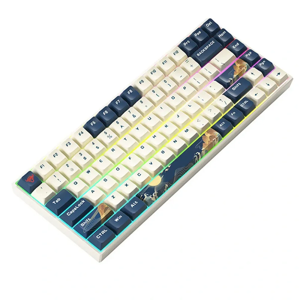 iBlancod K84 84 Tasten Tri-Modus Mechanische Gaming-Tastatur Hot Swap PBT Fünfseitige Sublimation KDA Profil Gateron Silver/Red Umschalten RGB 2.4G/BT/Type-C 75% Layout Gaming-Tastatur.