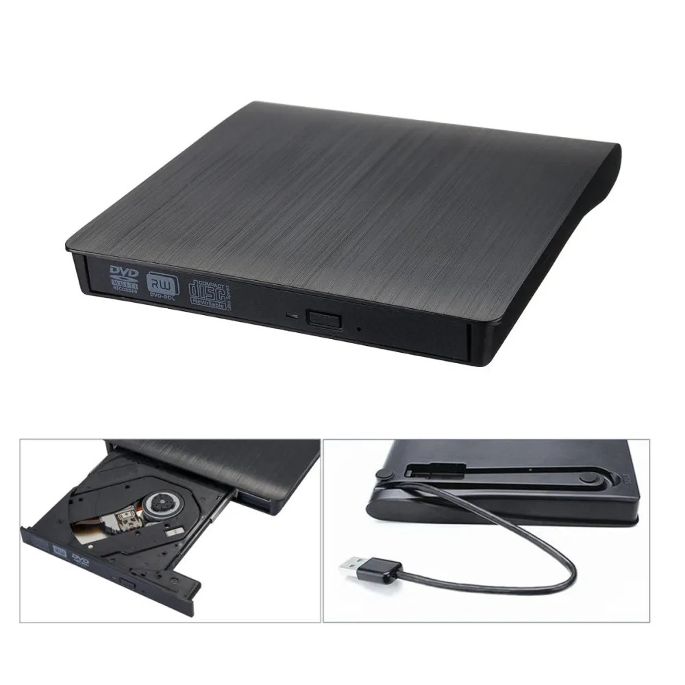 Externes optisches DVD RW CD Writer Slim-Laufwerk USB 2.0 für das Lesen, Schreiben und Abspielen von CDs und DVDs für PC, Laptop, Geschäft oder Büro