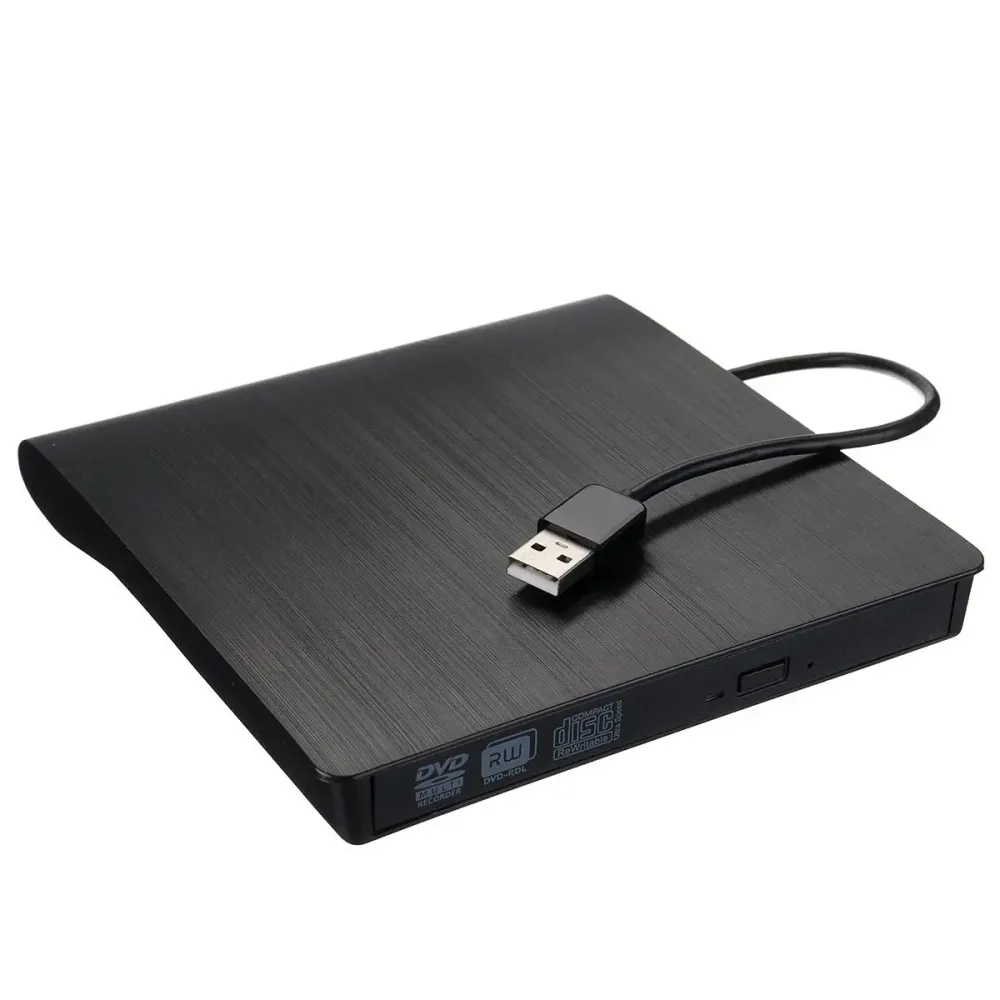 Externes optisches DVD RW CD Writer Slim-Laufwerk USB 2.0 für das Lesen, Schreiben und Abspielen von CDs und DVDs für PC, Laptop, Geschäft oder Büro