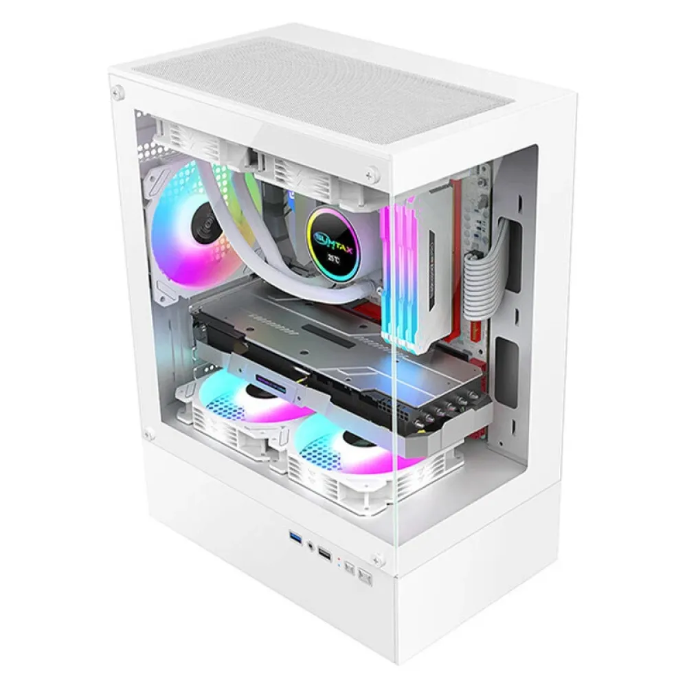 Sumtax Mini XuanWu Desktop-Computergehäuse Seaview Room mit doppelseitigem Glas, transparent, Micro-ATX/Mini-ITX-Gehäuse, unterstützt 240 mm Wasserkühler, USB 3.0-HD-Audioanschluss.