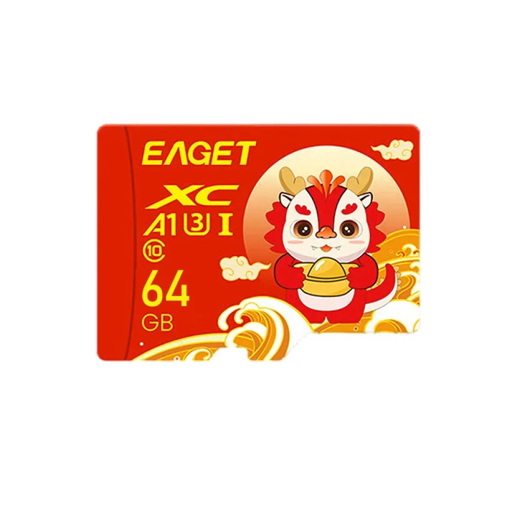 EAGET Drache Memory Card U3 V30 Klasse 10 High Speed Micro SD TF Karte für Kamera, Telefon, Laptop, Fahrtenschreiber