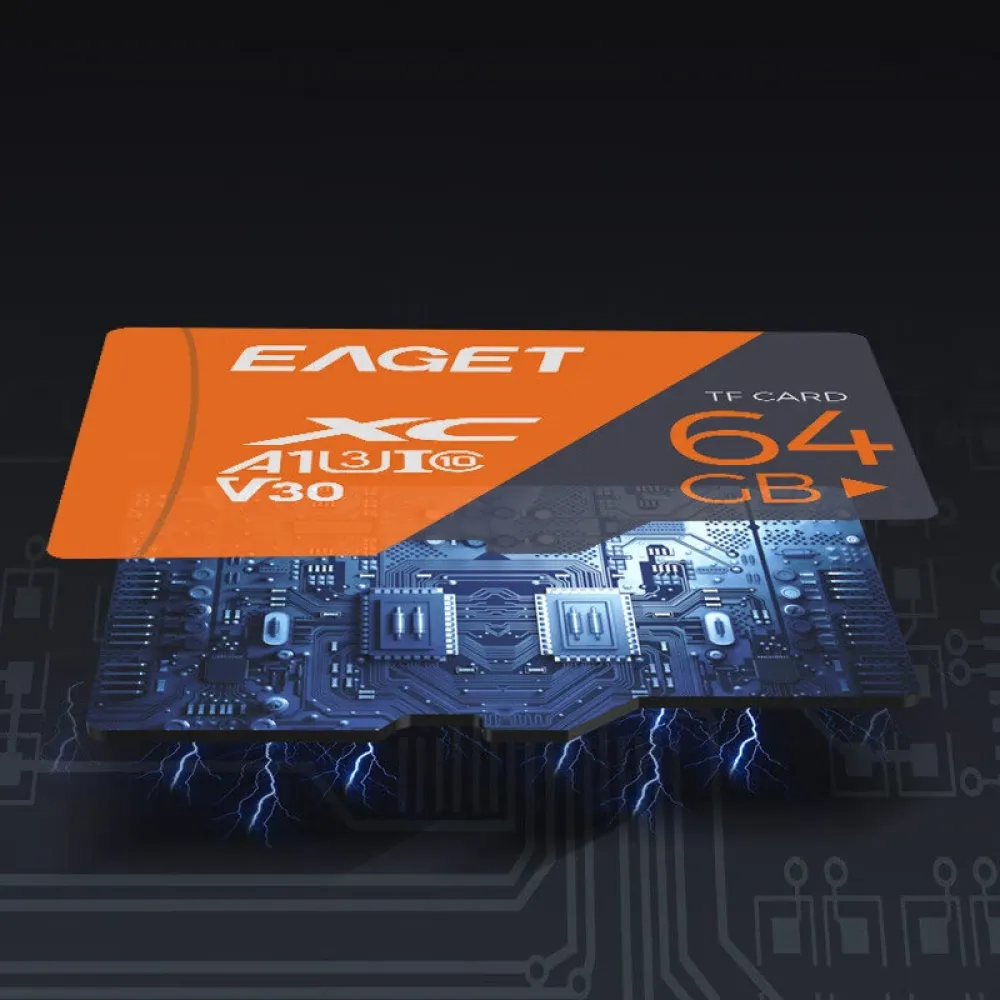 EAGET T1 64GB TF-Speicherkarte Micro SD-Karte U3 Klasse 10 Hochgeschwindigkeits-Flash-Speicherkarten für Kamera Telefon Fahrtenrekorder