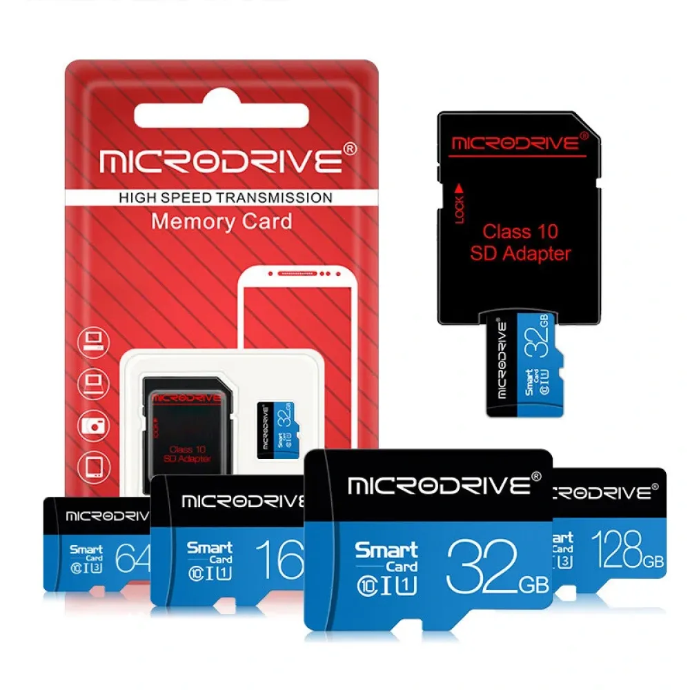 Microdrive Class 10 High Speed TF-Speicherkarte mit 32GB, 64GB, 128GB, 256GB Micro SD Card Flash Card Smart Card für Telefon, Kamera, Monitor und Fahrrekorder