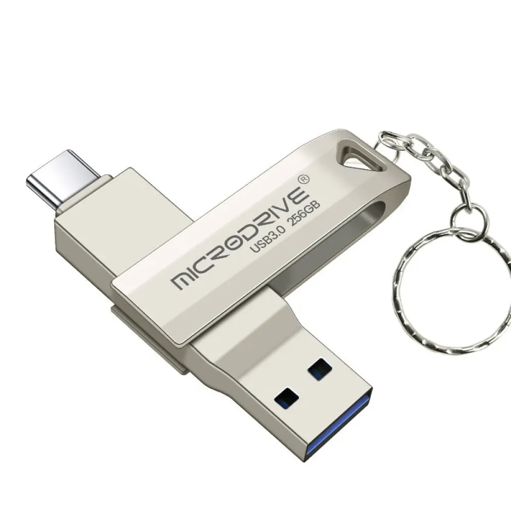 Microdrive MD223C Dual-Metall-Interface USB3.0 und Type-C 64G 128G 256G Hochgeschwindigkeitsdatenübertragung Portable Speicher U Disk für Telefon, Computer, Tablet