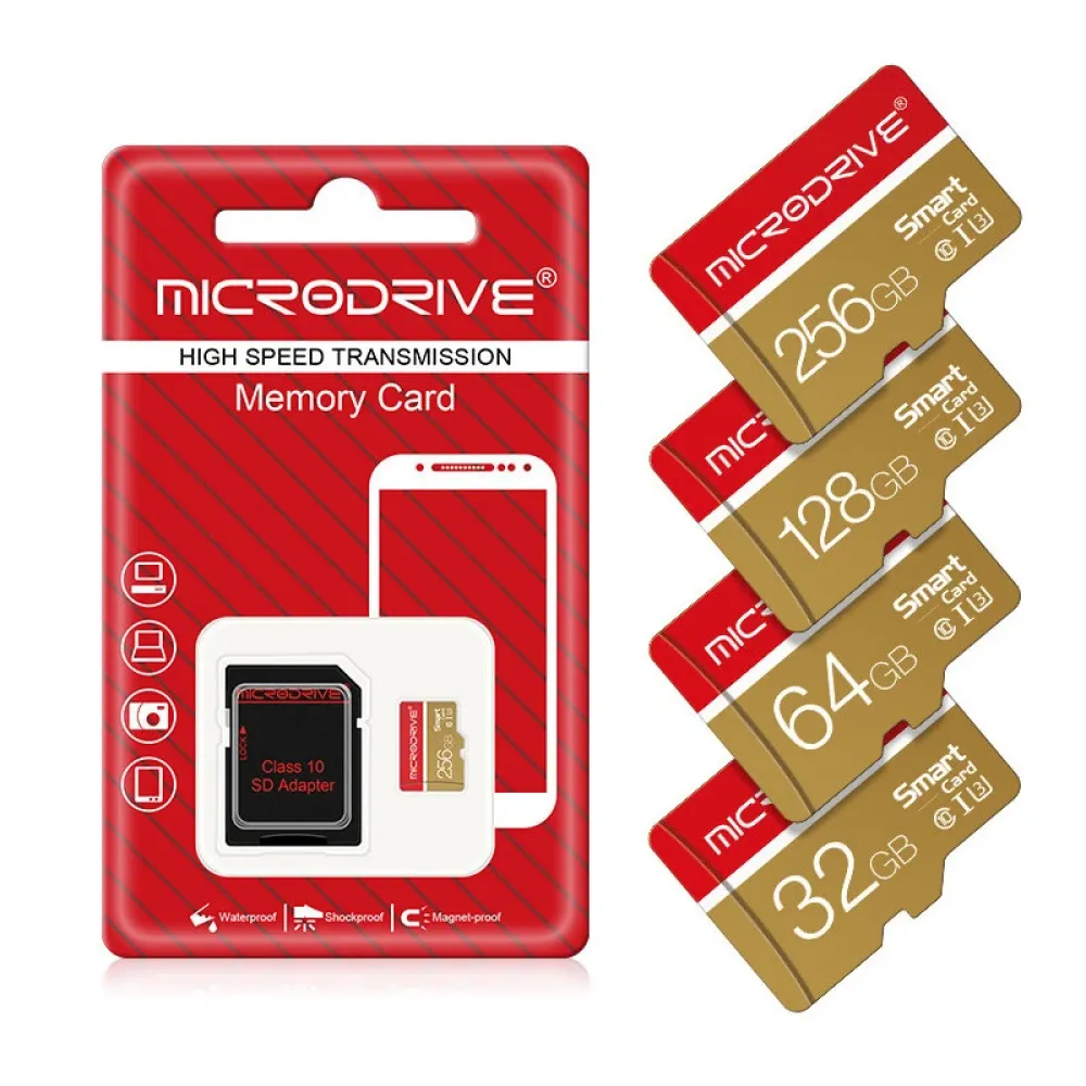 Microdrive Micro TF-Karte 32G 64G 128G 256G Klasse 10 Hochgeschwindigkeits-Mini-SD-Karte Flash-Speicherkarte für Smartphone,Dashcam,Kamera