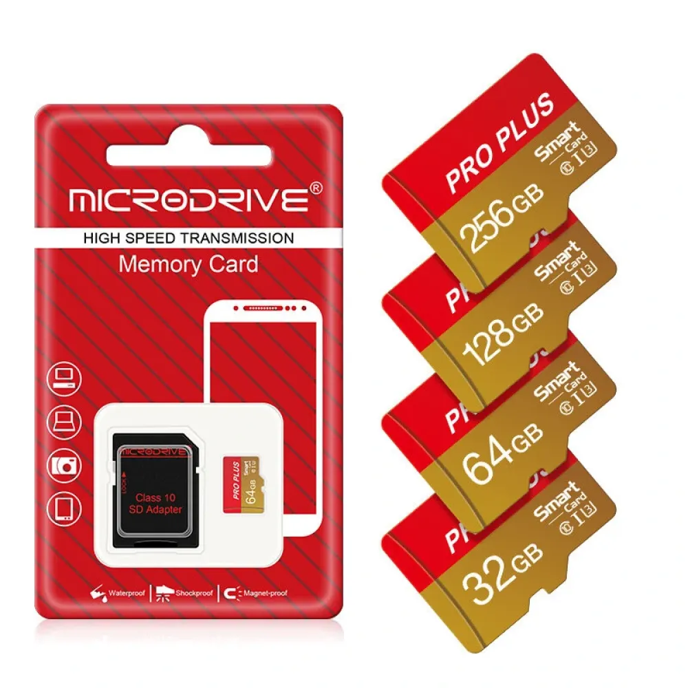 Microdrive Pro Plus TF Speicherkarte 64G/128G/256G Klasse 10 Hochgeschwindigkeits-Micro-SD-Karte Flash-Karte Smart-Karte für Telefon Kamera Fahrrekorder