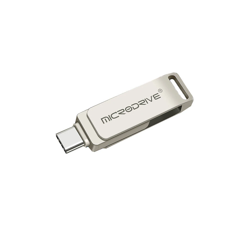 Microdrive TLO21 USB3.0 Flash Drive Type-C&iP mit Doppel-Schnittstelle und 360° Rotation. Hochgeschwindigkeitsdatenübertragung von 64G/128G/256G für Laptop, Telefon und Computer.