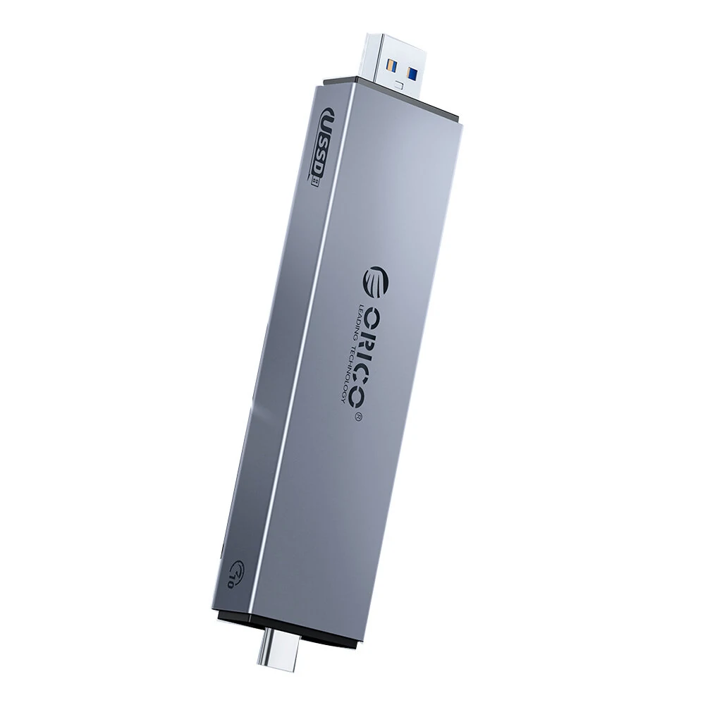 ORICO M2PJN-C3 Gehäuse für M.2 SSD mit Dual-Interface USB-A und Type-C, SATA/NVME Dual-Protocol Unterstützung bei 10Gbps USB3.2 Gen2, unterstützt tragbare externe Festplatten bis zu 4TB.