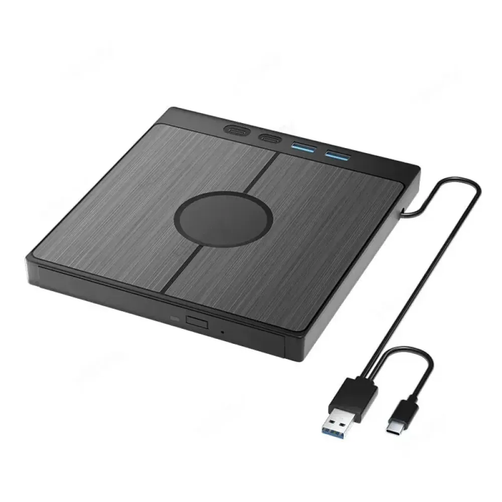 Externes CD/DVD-Laufwerk 7 in 1 CD-Brenner mit 2 USB/Type-C-Anschlüssen USB 3.0 Tragbarer CD/DVD-Brenner mit 1 TF/SD-Kartenslot Optische Laufwerke für Laptop-PC DVD-Brenner