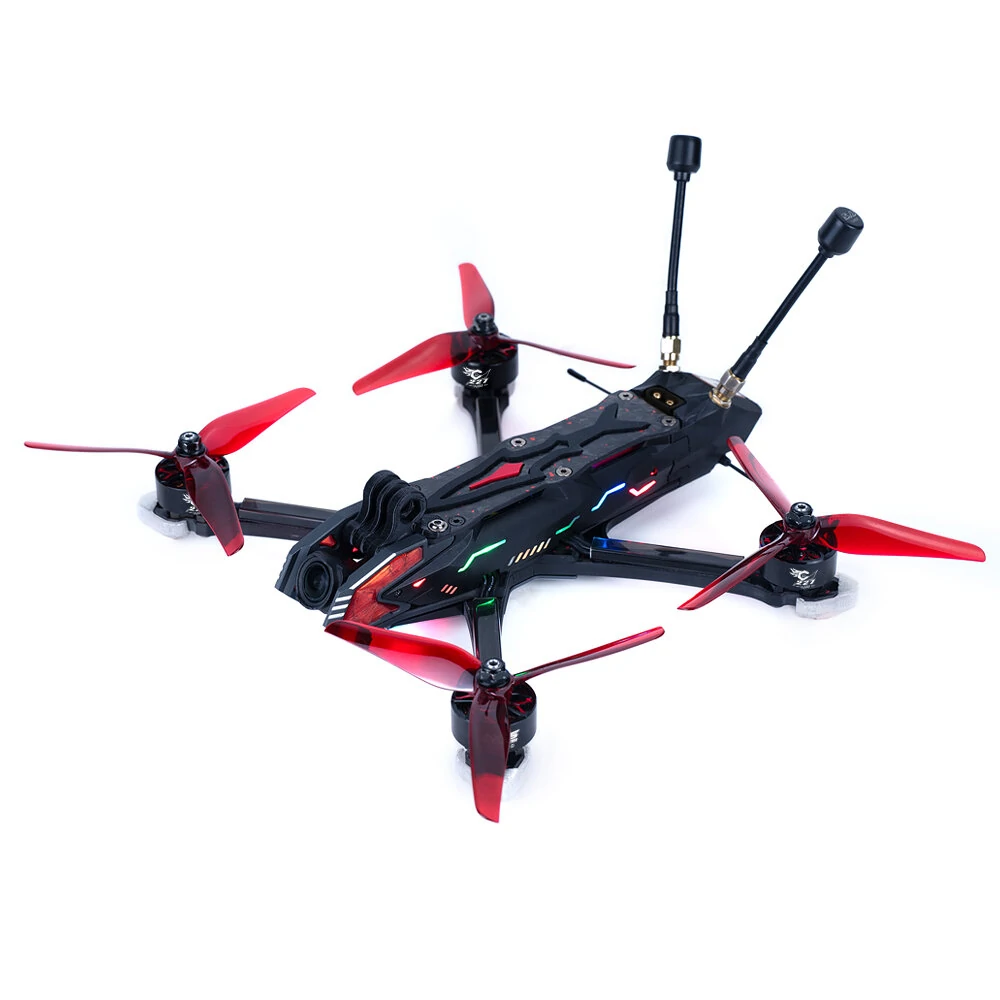 Achsenfliegender Manta 5 Pro HD Hochleistungs-DIY-Freestyle-RC-FPV-Renn-Drohne mit 34 LEDs und 5 Zoll display GPS DJI O3 Digital System