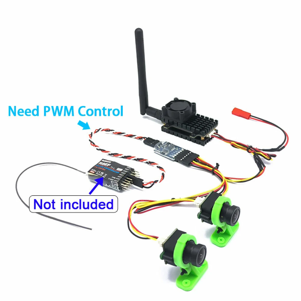 EWRF Long Range FPV System 5.8Ghz 2W FPV Wireless VTX Transmitter 2000mW und 3 Kanal Dual Video Kamera CMOS 1000TVL für RC Drohne