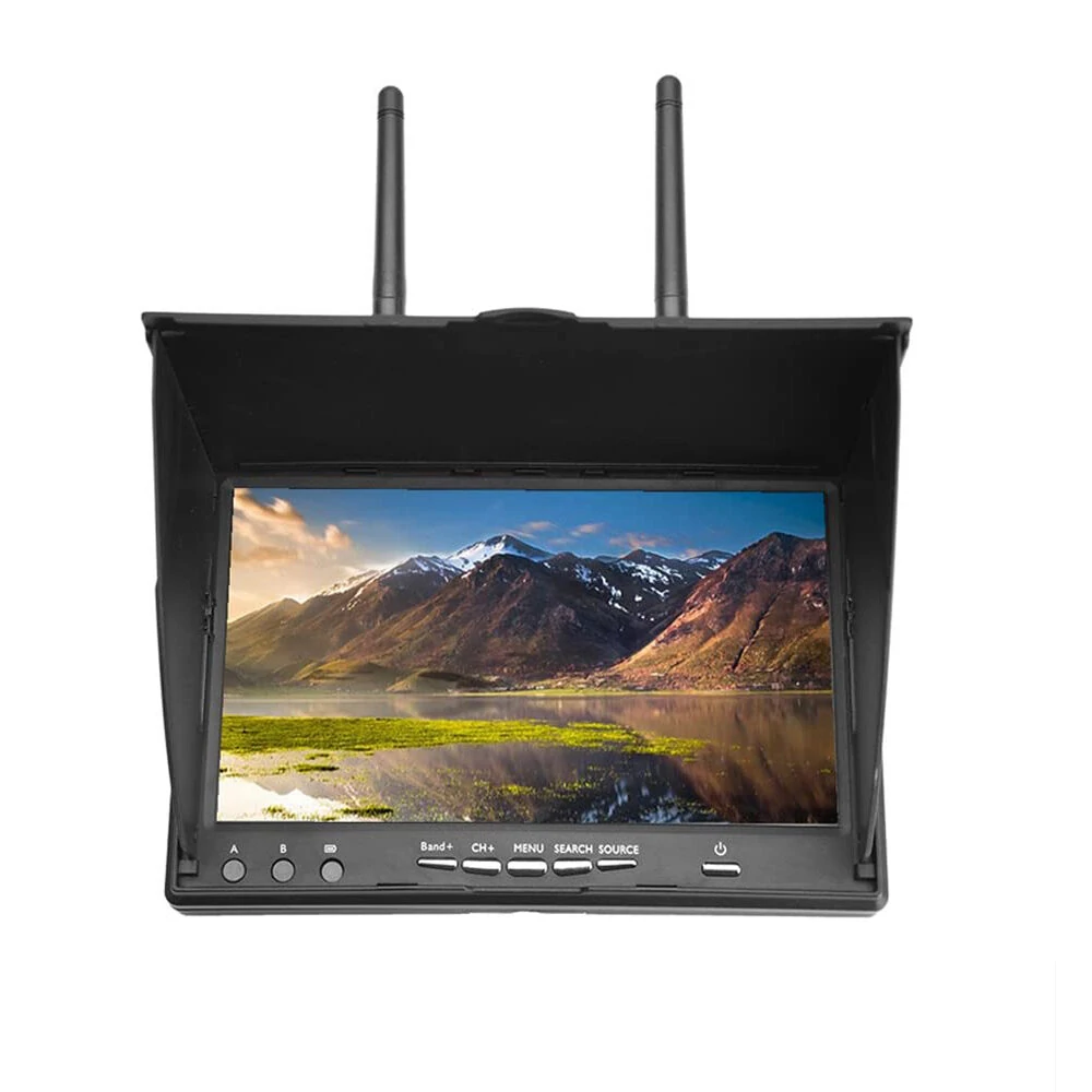 FPV-Monitor LST LT5802S 5.8G 40CH 800*480 7 Zoll mit Dual-Receiver-Akku und Antennen für RC-Drohnen