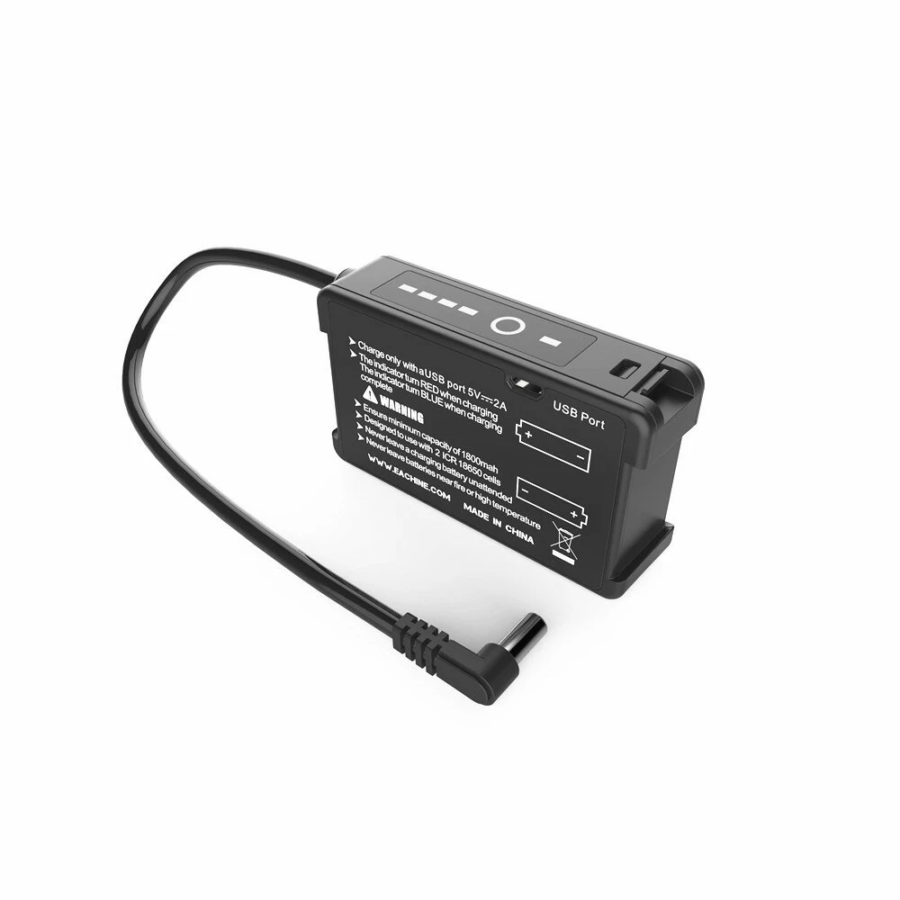 Jedes 7,4V 18650 Li-Ion-Zellenbatteriegehäuse DC 5,5mmx2,1mm mit integriertem USB-Ladegerät für EV200D EV300D EV300O DJI Fatshark Skyzone FPV-Brillen