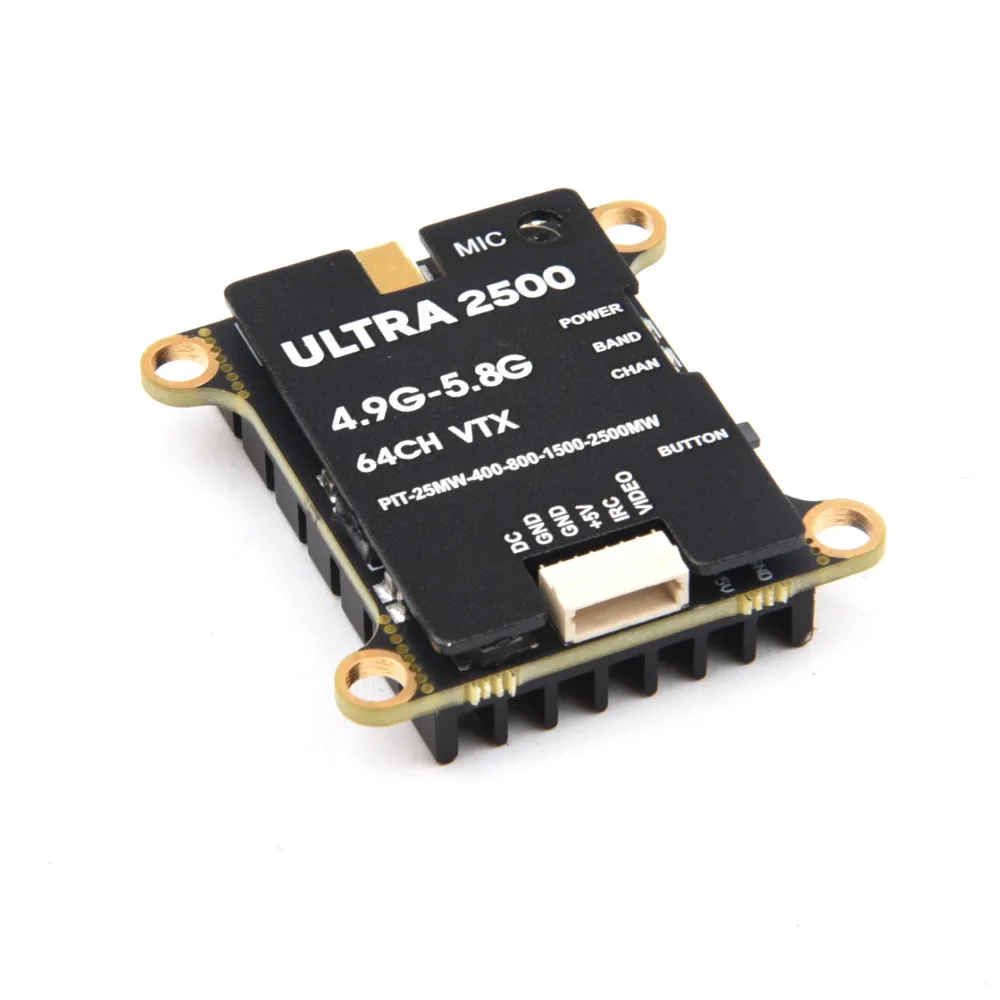 Ultra2500 4.9-5.8Ghz 64CH Pit-Modus/25mW/400mW/800mW/1500mW/2500mW 2.5W FPV-Transmitter Eingebautes Mikrofon Unterstützt IRC Tramp VTX MMCX für RC-Drohnen