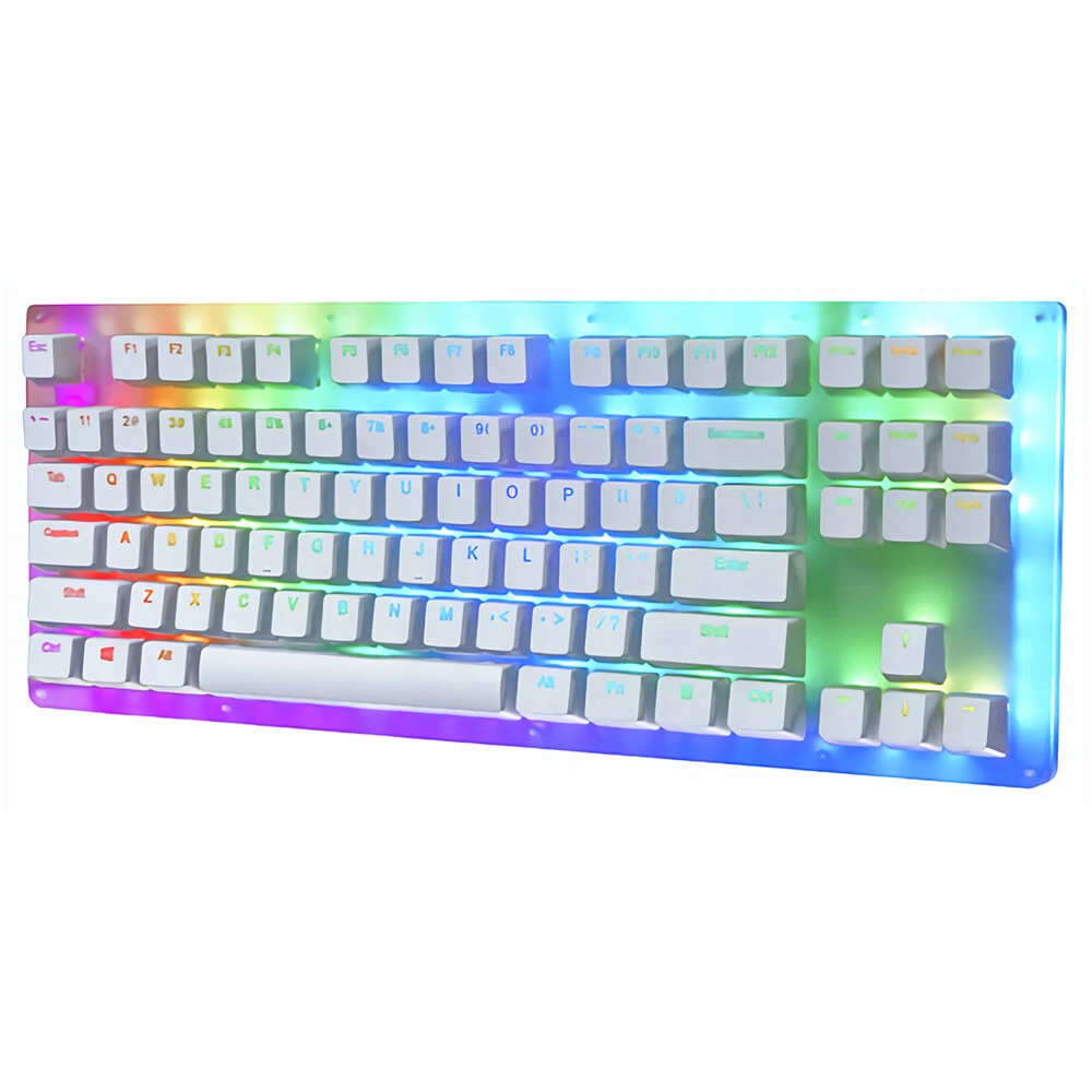 GAMAKAY K87 Mechanische Tastatur mit 87 Tasten Hot Swap Type-C USB 3.1 NKRO Transparente Glasbasis Gateron Schalter Zweifarbige ABS-Tastenkappe RGB-Gaming-Tastatur