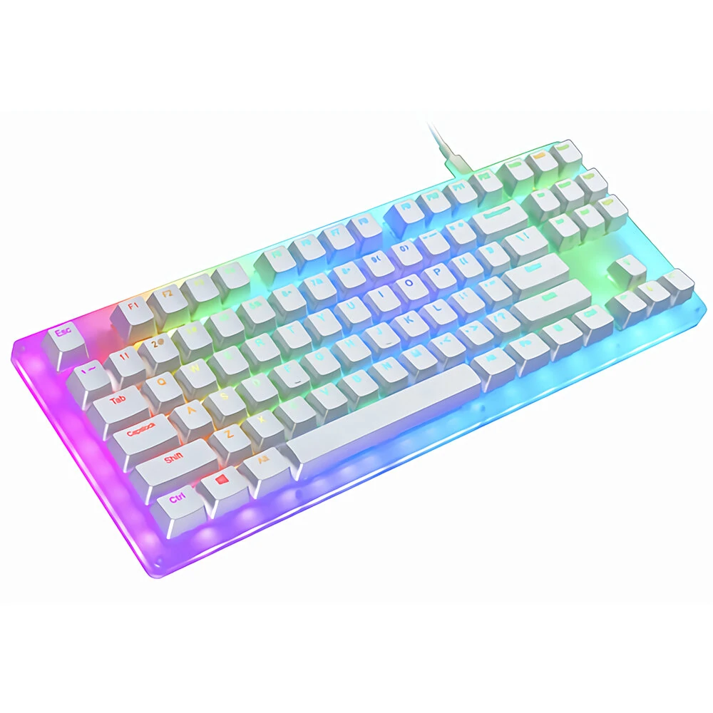 GAMAKAY K87 Mechanische Tastatur mit 87 Tasten Hot Swap Type-C USB 3.1 NKRO Transparente Glasbasis Gateron Schalter Zweifarbige ABS-Tastenkappe RGB-Gaming-Tastatur