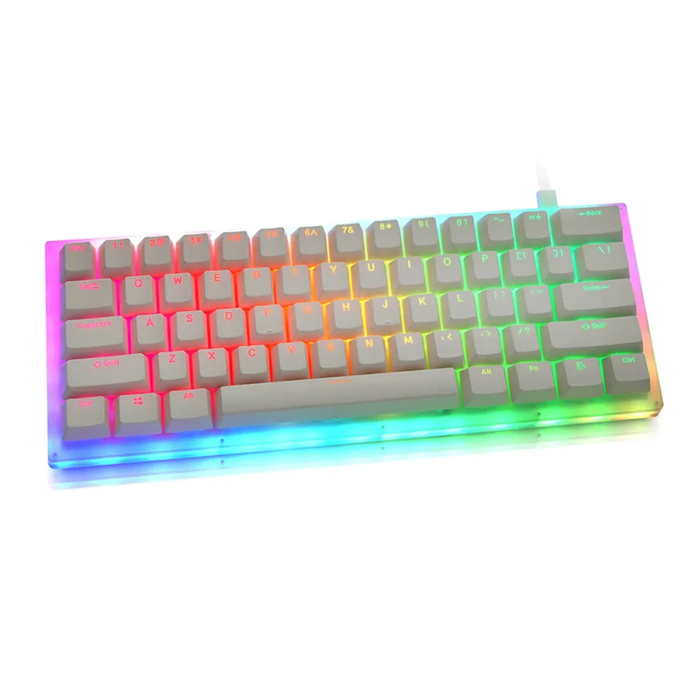 GamaKay K61 mechanische Tastatur 61 Tasten 60 Keyboard Hot Swappable Type-C 3.1 Kabelgebunden USB Translucent Glass Base Gateron Schalter ABS Zweifarbige Taste NKRO RGB Gaming Keyboard