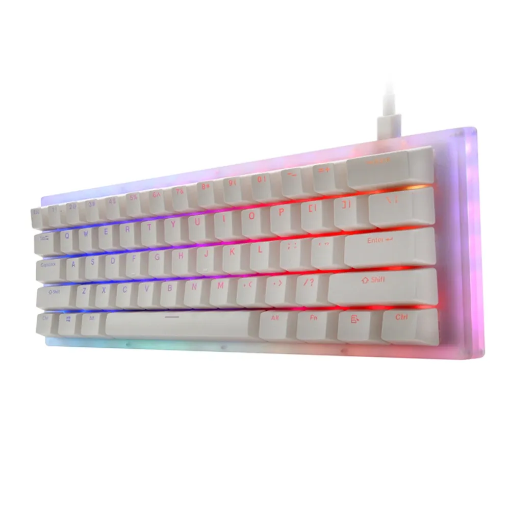 GamaKay K61 mechanische Tastatur 61 Tasten 60 Keyboard Hot Swappable Type-C 3.1 Kabelgebunden USB Translucent Glass Base Gateron Schalter ABS Zweifarbige Taste NKRO RGB Gaming Keyboard