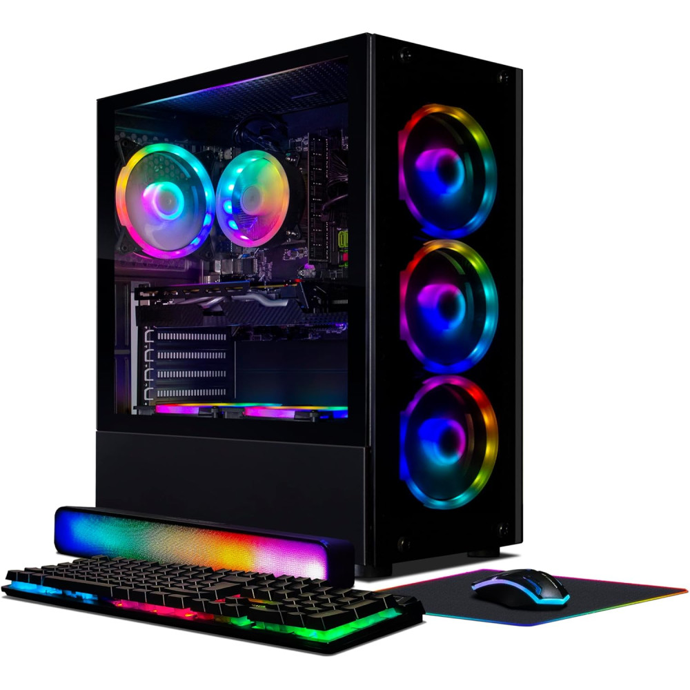 STGAubron Gaming PC Computer Desktop, Radeon RX 5700 8G, Intel Core i7 3.4G up to 3.9G, 16G RAM, 512G SSD, 600M WiFi, BT 5.0, RGB Fan x 4, RGB Mouse Pad, RGB BT Sound Bar, Windows 10 Home