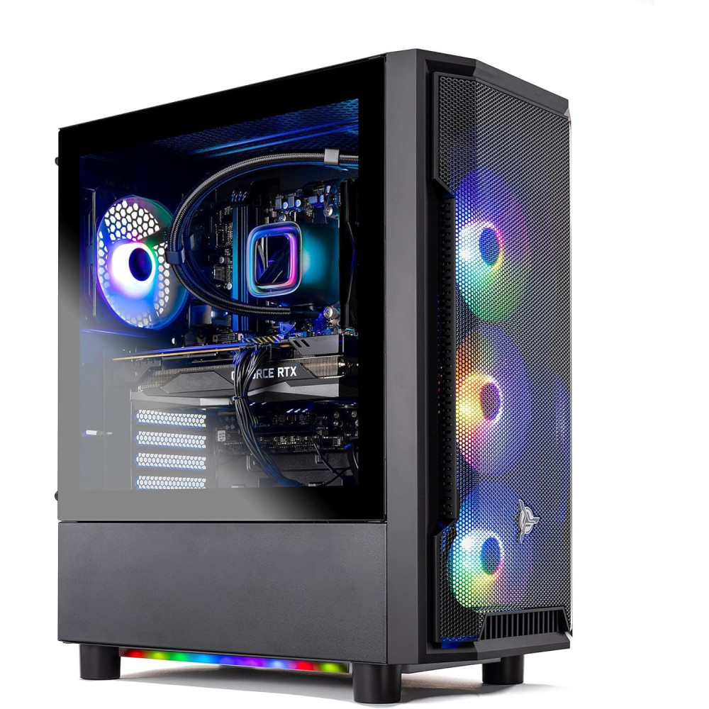 Skytech Gaming Shadow Gaming PC Desktop - Intel Core i7 13700F 2.1 GHz, NVIDIA RTX 4060, 1TB NVME SSD, 16GB DDR4 RAM 3200, 600W Gold PSU, 360mm AIO, 11AC Wi-Fi, Windows 11 Home 64-Bit, Schwarz