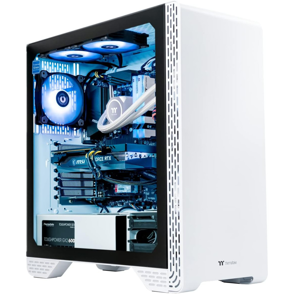 Thermaltake Glacier 360 flüssigkeitsgekühlter PC (AMD Ryzen 5 5600X, RTX 3060, 16GB 3600MHz DDR4 ToughRAM RGB Speicher, 1TB NVMe M.2, WiFi, Win 10 Home) Gaming Desktop Computer S3WT-B550-G36-LCS, Weiß