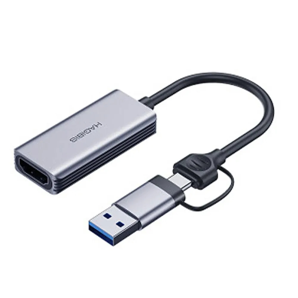 HAGiBiS USB 3.0 Videoaufnahmekarte HD zu USB/Type-C Spiele-Grabber Aufzeichnung 1080P/60Hz Aluminiumlegierung Shell MS2130 für Switch Xbox PS4/5 Live-Übertragung