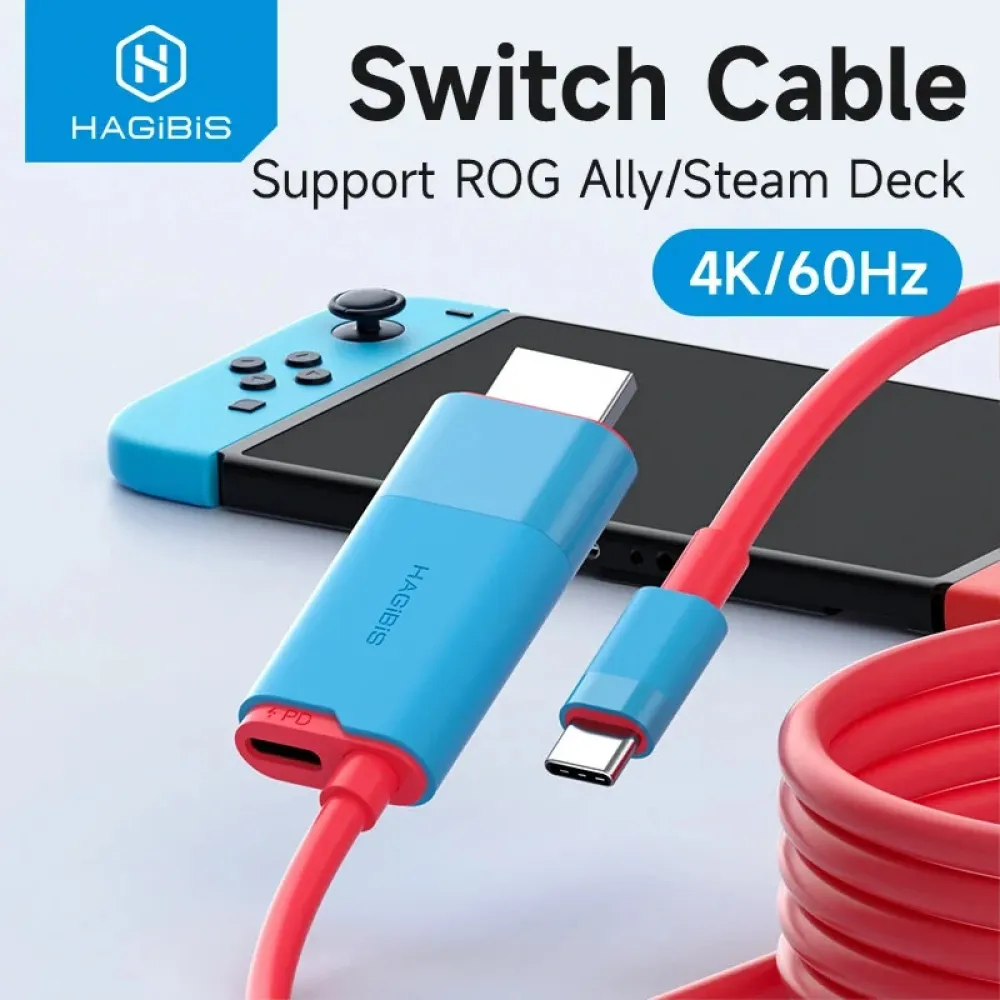 Hagibis Switch Dock für Nintendo Switch/OLED USB-C zu HD-Kabeladapter 4K60Hz 100W PD für Laptop SteamDeck ROG Ally