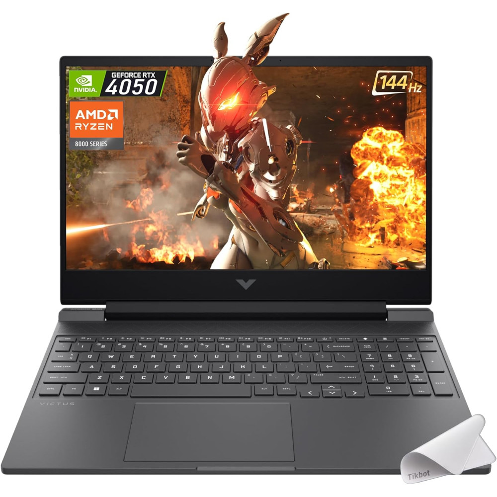 HP Victus Gaming Laptop, 15.6-inch FHD IPS 144Hz, AMD Ryzen 5-8645HS, NVIDIA GeForce RTX 4050, Wi-Fi 6, Backlit KB, Win11 Home, w/Mouse Pad (32GB RAM |1TB PCIe SSD)