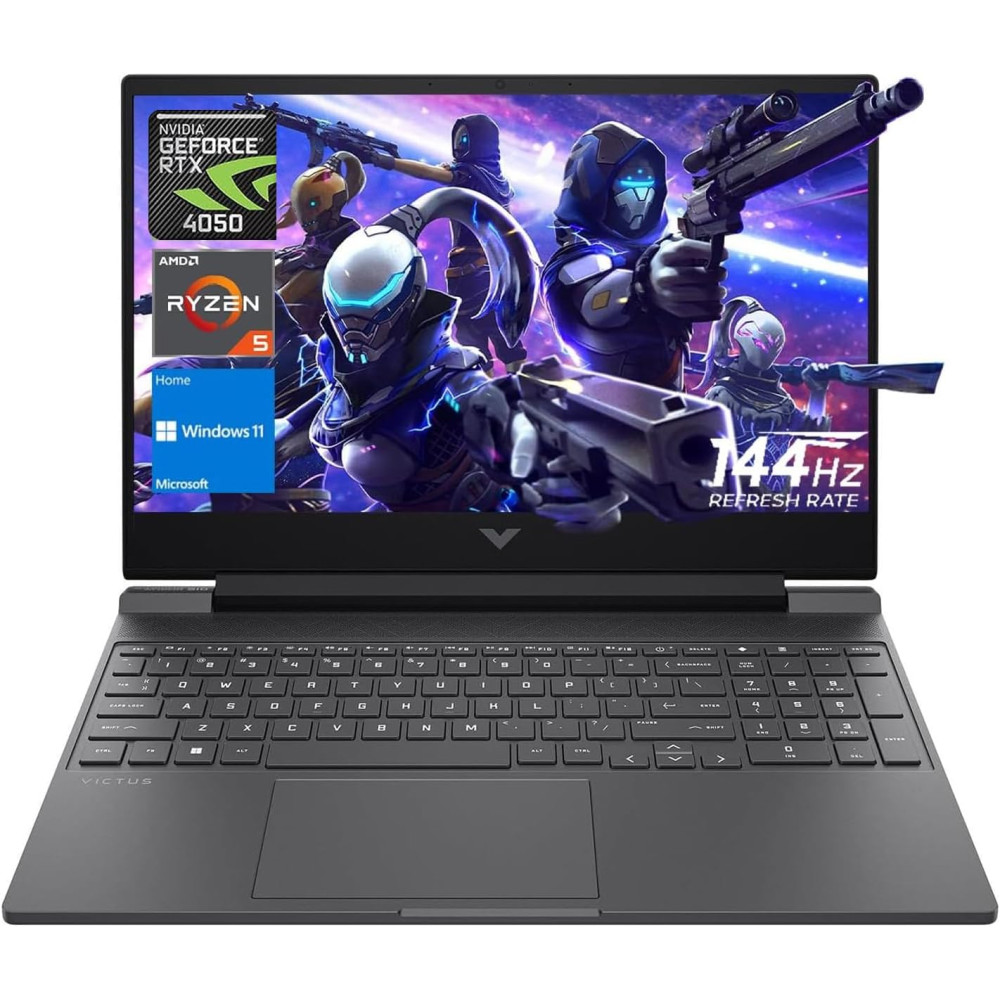 HP Victus Gaming Laptop, 15.6" FHD 144Hz Display, AMD Ryzen 5 8645HS, 16GB DDR5 RAM, 1TB SSD, NVIDIA GeForce RTX 4050 (6GB GDDR6), HDMI, Webcam, Backlit Keyboard, Wi-Fi 6, Windows 11 Home, Mica Silver