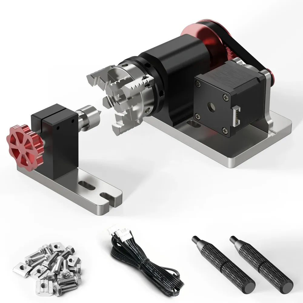 TwoTrees CNC 4. Achse Drehachse für TTC450 CNC-Fräsmaschine 3-Backen-Chuck-Struktur Drehachse Klemmdurchmesser 4-60mm