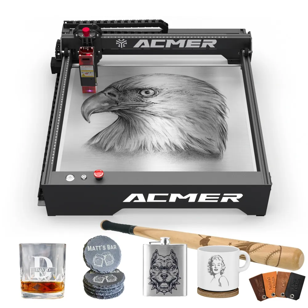 [EU/US Direkt] ACMER P1 10W Lasergravur 10000mm/min Gravurgeschwindigkeit Offline-Gravur 0.05*0.06mm Spot