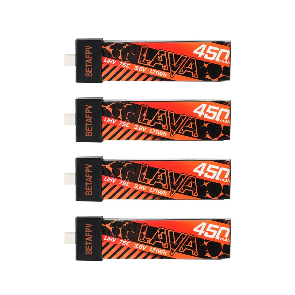 4 STK BETAFPV 3.8V 450mAh 75C 1S LiHV Batterie Hochleistungs-Z-Faltprozess BT2.0-Stecker für Air75 FPV-Renndrohne