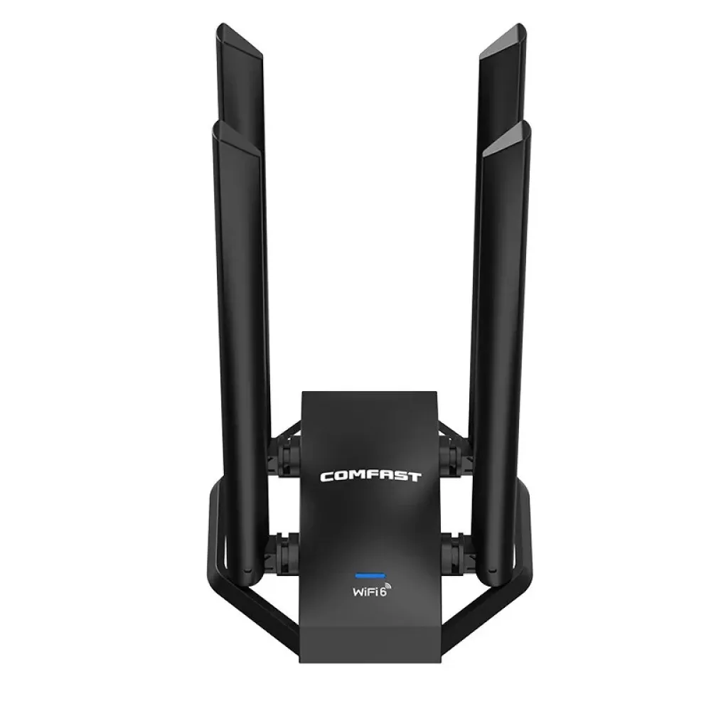 COMFAST CF-975AX USB 5374M WiFi6 Netzwerkkarte mit 4*5dBi Antennen, Typ-C auf USB3.0 Wi-fi Dongle, 802.11ax, 5Ghz, 6Ghz, 160mW Hohe Leistung WiFi Adapter