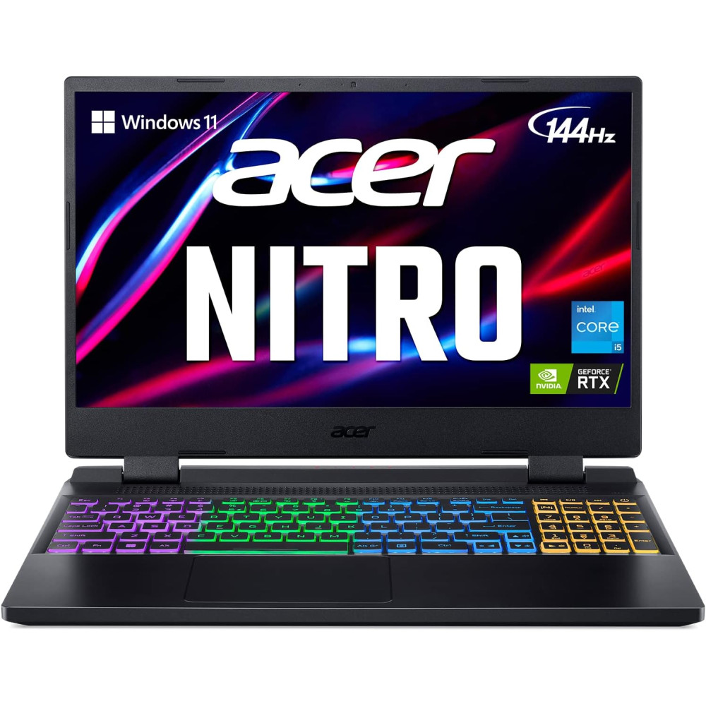 Acer Nitro 5 AN515-58-527S Gaming Laptop | Intel Core i5-12500H | NVIDIA GeForce RTX 3060 Laptop GPU | 39.6 cm FHD 144Hz IPS Display | 16GB DDR4 | 512GB PCIe Gen 4 SSD | Killer Wi-Fi 6 | RGB Tastatur